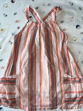 Old Navy Coral, Light Pink & Navy Striped Sundress